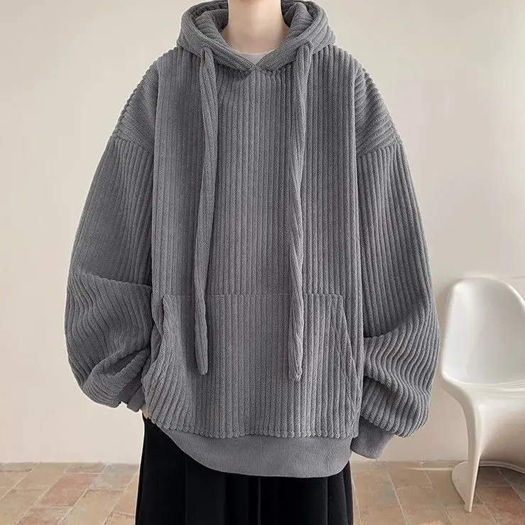 Big Drawstring Corduroy Hooded Sweatshirt for Men's Winter New Warm JacketLoose Large Size Solid Color Cool Elements2024
Big Drawstring Corduroy Hooded Sweatshirt for Men's Winter New Warm JacketLoose Large Size Solid Color Cool Elements2024