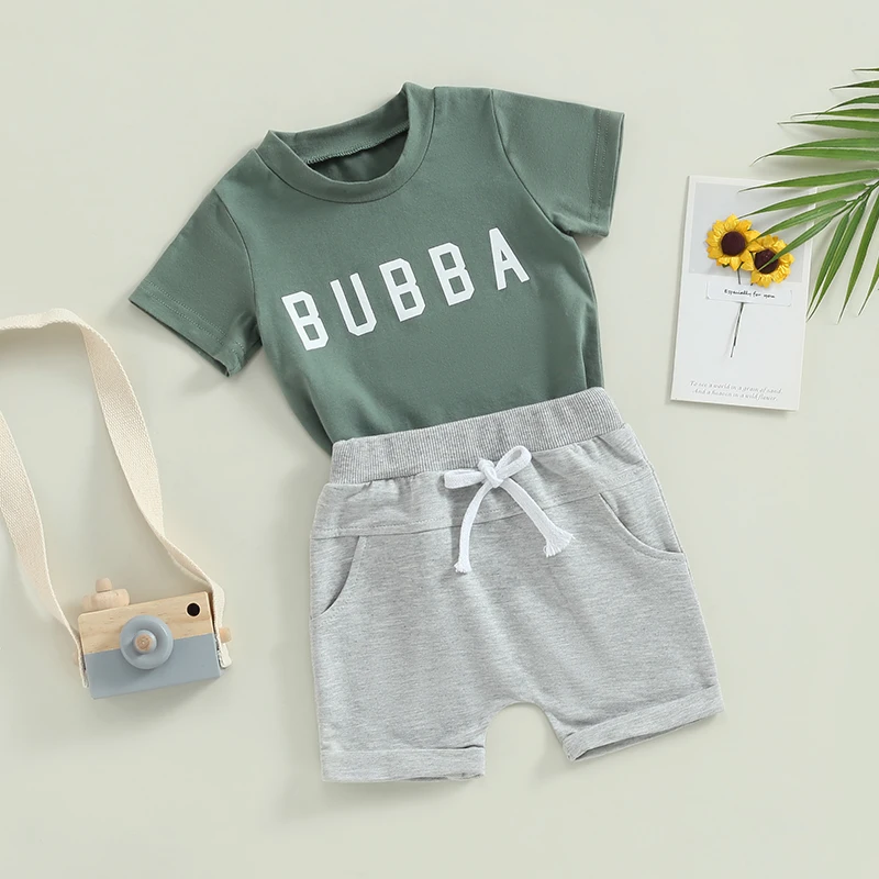 Toddler Boy Clothes Bubba Letter Printed Short Sleeve T Shirt Top Shorts Set Baby Summer Outfit
Toddler Boy Clothes Bubba Letter Printed Short Sleeve T Shirt Top Shorts Set Baby Summer Outfit