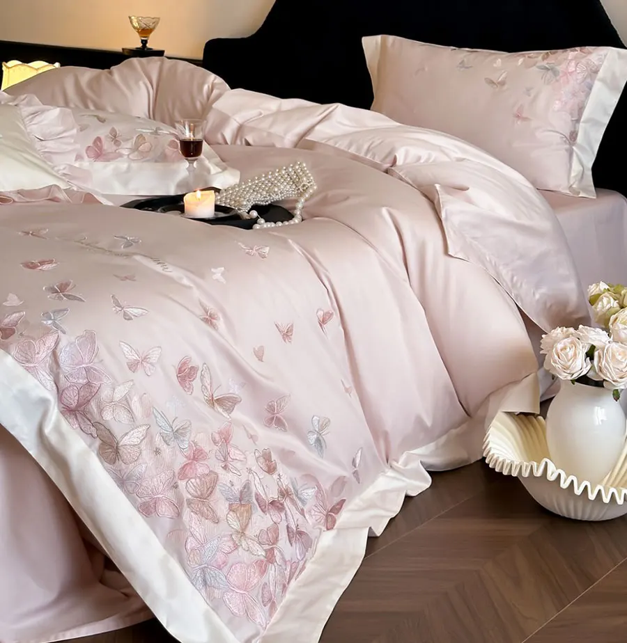 Romantic embroidery butterfly pink blue bedding set,full queen king cotton double home textile bed sheet pillow case quilt cover
Romantic embroidery butterfly pink blue bedding set,full queen king cotton double home textile bed sheet pillow case quilt cover