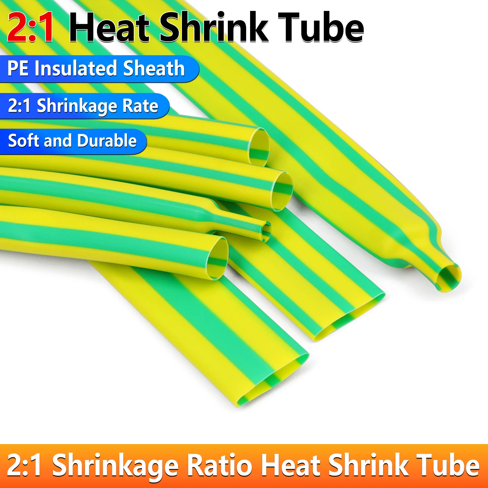 Yellow-Green 2:1 Heat Shrink Tube Dia1-50mm Polyolefin Heatshrink Tubing DIY Connector Repair Waterproof Protecctor Cable Sleeve
Yellow-Green 2:1 Heat Shrink Tube Dia1-50mm Polyolefin Heatshrink Tubing DIY Connector Repair Waterproof Protecctor Cable Sleeve