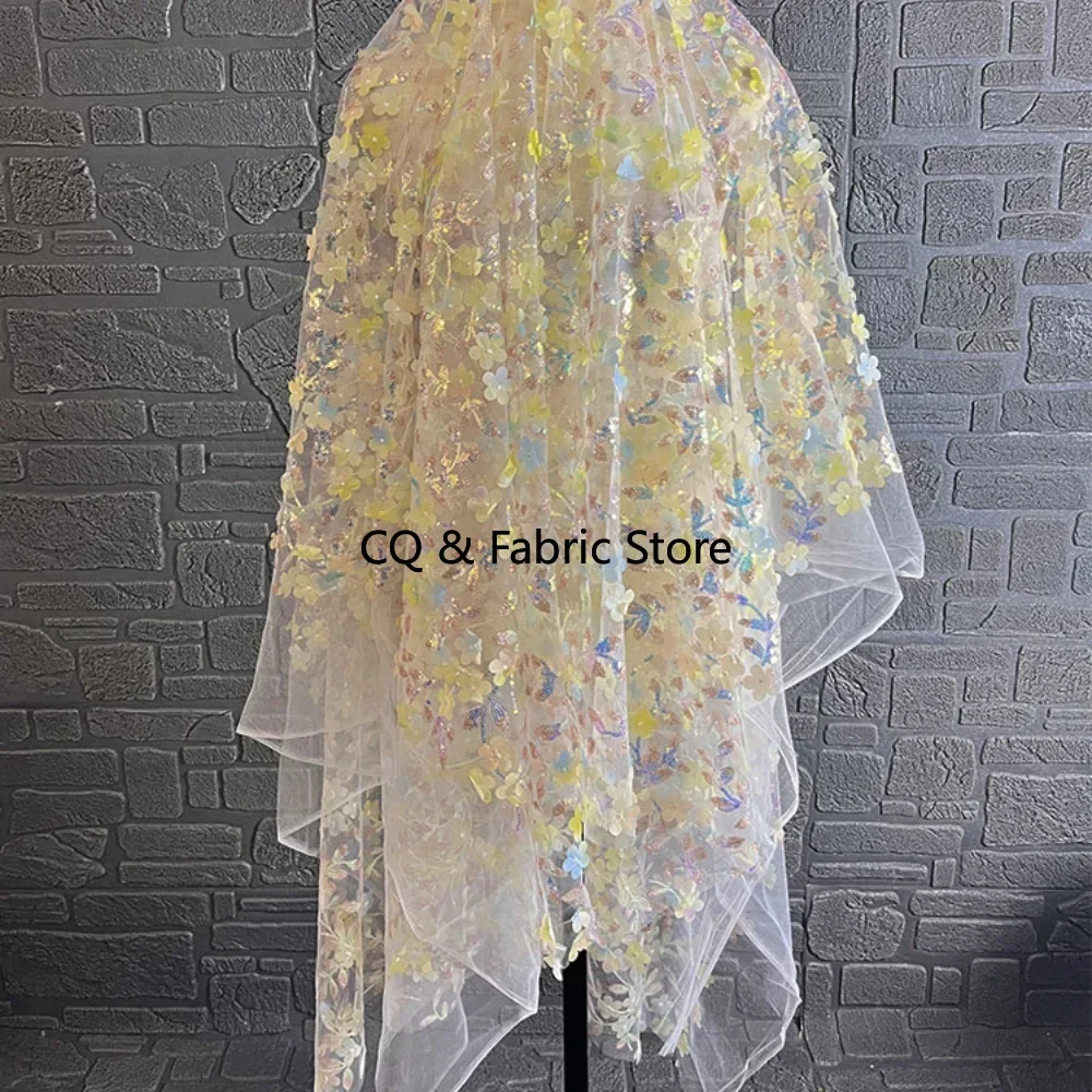 3D сетчатая ткань с вышивкой, разноцветные цветы и блестки, сетчатая кружевная ткань для свадебного платья, дизайнерская ткань 
3D сетчатая ткань с вышивкой, разноцветные цветы и блестки, сетчатая кружевная ткань для свадебного платья, дизайнерская ткань
