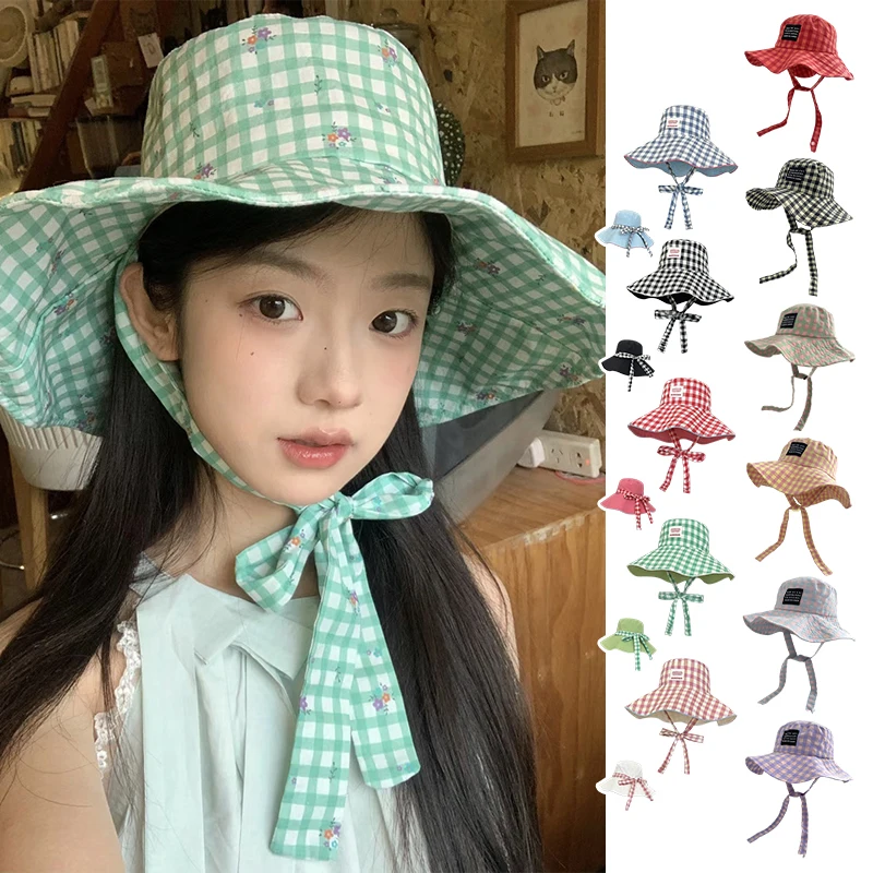 Lady Bucket Hat Outdoor Hiking Hat Sun Protection Travel Beach Hat Headwear Retro Plaid Wide-brimmed Lace-up Fisherman Hat
Lady Bucket Hat Outdoor Hiking Hat Sun Protection Travel Beach Hat Headwear Retro Plaid Wide-brimmed Lace-up Fisherman Hat