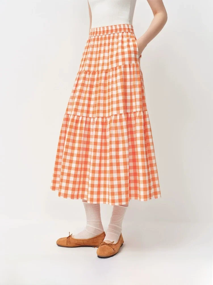 Vanessan Retro Plaid A-Line Skirt Women's Cotton Summer New Cake Skirt Long Skirt High Waist Commute Elegant Non-fading
Vanessan Retro Plaid A-Line Skirt Women's Cotton Summer New Cake Skirt Long Skirt High Waist Commute Elegant Non-fading