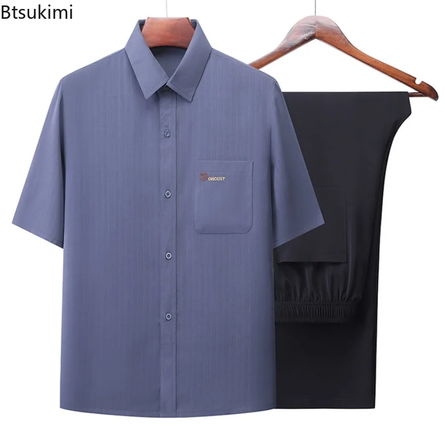2025 Summer Shirts+Pants Men's Casual 2-piece Sets Loose Breathable Ice Silk Tracksuit Outfit Fashion Chinese Style Men Clothing
2025 Summer Shirts+Pants Men's Casual 2-piece Sets Loose Breathable Ice Silk Tracksuit Outfit Fashion Chinese Style Men Clothing