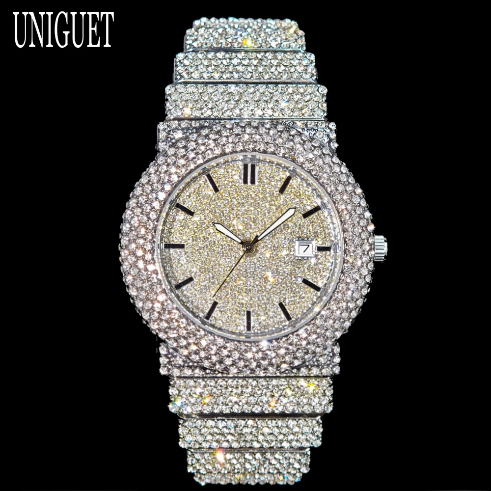 UNIGUET Luxury Iced Watch For Man Fashion Waterproof Quartz Watches Man Hip Hop Full Diamond Shiny Bling Wristwatch Dropshipping
UNIGUET Luxury Iced Watch For Man Fashion Waterproof Quartz Watches Man Hip Hop Full Diamond Shiny Bling Wristwatch Dropshipping