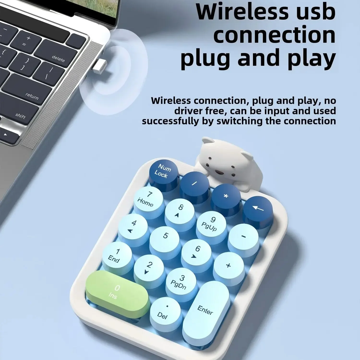 Портативная беспроводная цифровая клавиатура Plug and Play 2,4G, 18-клавишная беспроводная цифровая клавиатура с милым медведем для ПК/ноутбука (синий/млкий чай)
Портативная беспроводная цифровая клавиатура Plug and Play 2,4G, 18-клавишная беспроводная цифровая клавиатура с милым медведем для ПК/ноутбука (синий/млкий чай)