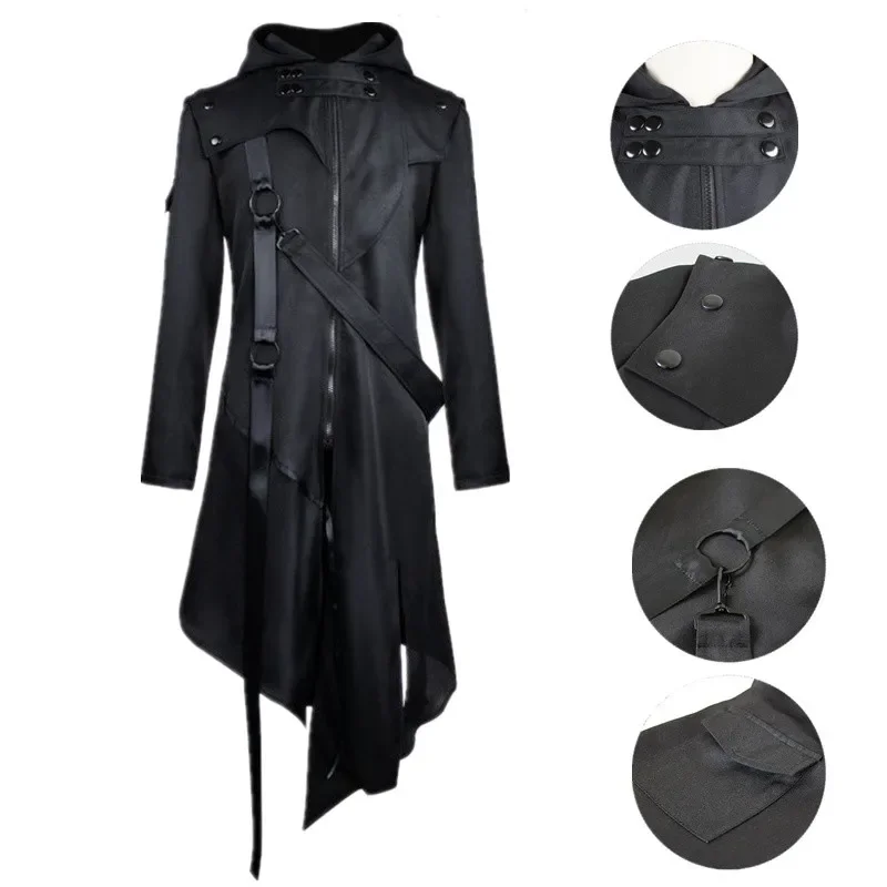 Men Medieval Costume Victorian Gothic Trench Coat Steampunk Long Black Jacket Hoodie Irregular Design Overcoat Uniform Halloween
Men Medieval Costume Victorian Gothic Trench Coat Steampunk Long Black Jacket Hoodie Irregular Design Overcoat Uniform Halloween