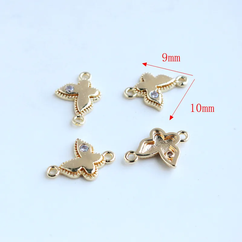 14K Gold Plated Zircon Inlaid Butterfly 9*10mm Double Charms DIY Bracelet Necklace Earring Jewelry Findings
14K Gold Plated Zircon Inlaid Butterfly 9*10mm Double Charms DIY Bracelet Necklace Earring Jewelry Findings