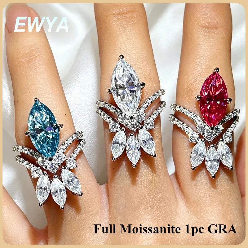 EWYA Luxury 5CT Marquise Cut Certified Moissanite Rings Set for Women S925 Silver 3EX Lab Diamond Party Bridal Wedding Ring Band
EWYA Luxury 5CT Marquise Cut Certified Moissanite Rings Set for Women S925 Silver 3EX Lab Diamond Party Bridal Wedding Ring Band