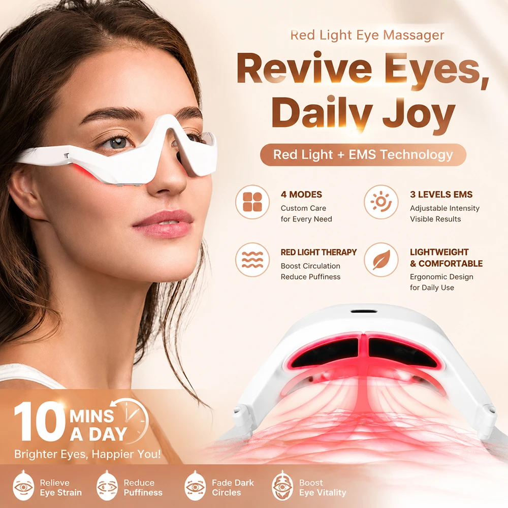 Red Light Eye Massager EMS Eye Care Device 4 Modes 3 Levels LED Eye Beauty Wand Rechargeable Anti Puffiness Tool
Red Light Eye Massager EMS Eye Care Device 4 Modes 3 Levels LED Eye Beauty Wand Rechargeable Anti Puffiness Tool