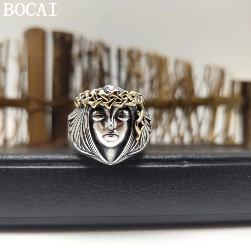 BOCAI New S925 Pure Silver Vintage Thai Ring for Woman and Copper Combination Craft Men's Goddess Ring
BOCAI New S925 Pure Silver Vintage Thai Ring for Woman and Copper Combination Craft Men's Goddess Ring
