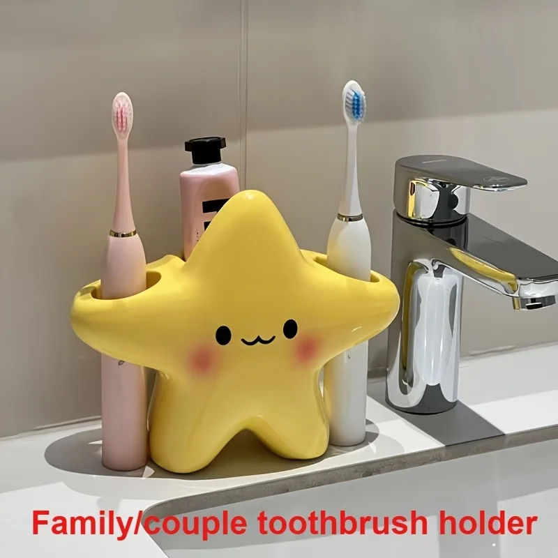 Cute Star-Shaped Toothbrush Holder Freestanding Bathroom Organizer with Cute Face Design, Space-Saving Toothbrush & Toothpaste
Cute Star-Shaped Toothbrush Holder Freestanding Bathroom Organizer with Cute Face Design, Space-Saving Toothbrush & Toothpaste