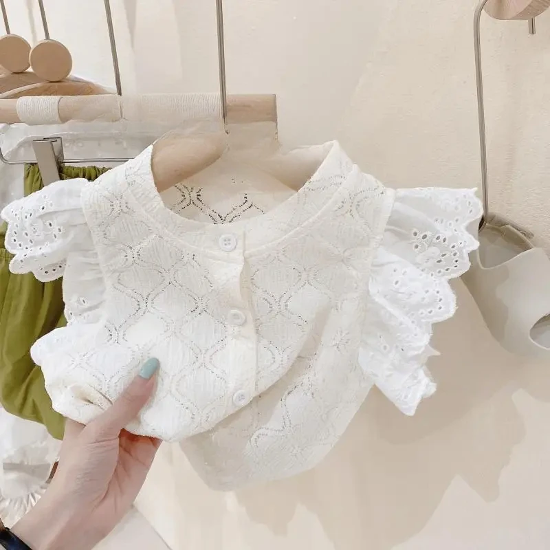 Kids Girls Summer Knitted Tops 2024 New Arrival Hollow out White Blouse Shirt Baby Girl Fly Sleeve Cute Cotton Tops Korean Style
Kids Girls Summer Knitted Tops 2024 New Arrival Hollow out White Blouse Shirt Baby Girl Fly Sleeve Cute Cotton Tops Korean Style