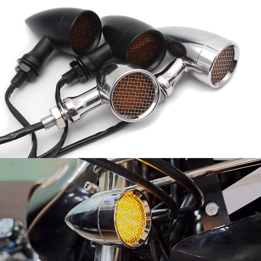 Black/Chrome Motorcycle 12V Amber Mesh Lens LED Turn Signal Brake Light 10mm Aluminum Housing For Chopper Bobber Cafe Racer
Black/Chrome Motorcycle 12V Amber Mesh Lens LED Turn Signal Brake Light 10mm Aluminum Housing For Chopper Bobber Cafe Racer