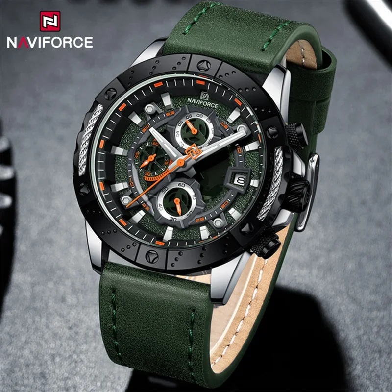 NAVIFORCE Brand Men's Sports Watch Leather Strap Military Quartz Wristwatch Waterproof Chronograph Male Clock Relogio Masculino
NAVIFORCE Brand Men's Sports Watch Leather Strap Military Quartz Wristwatch Waterproof Chronograph Male Clock Relogio Masculino