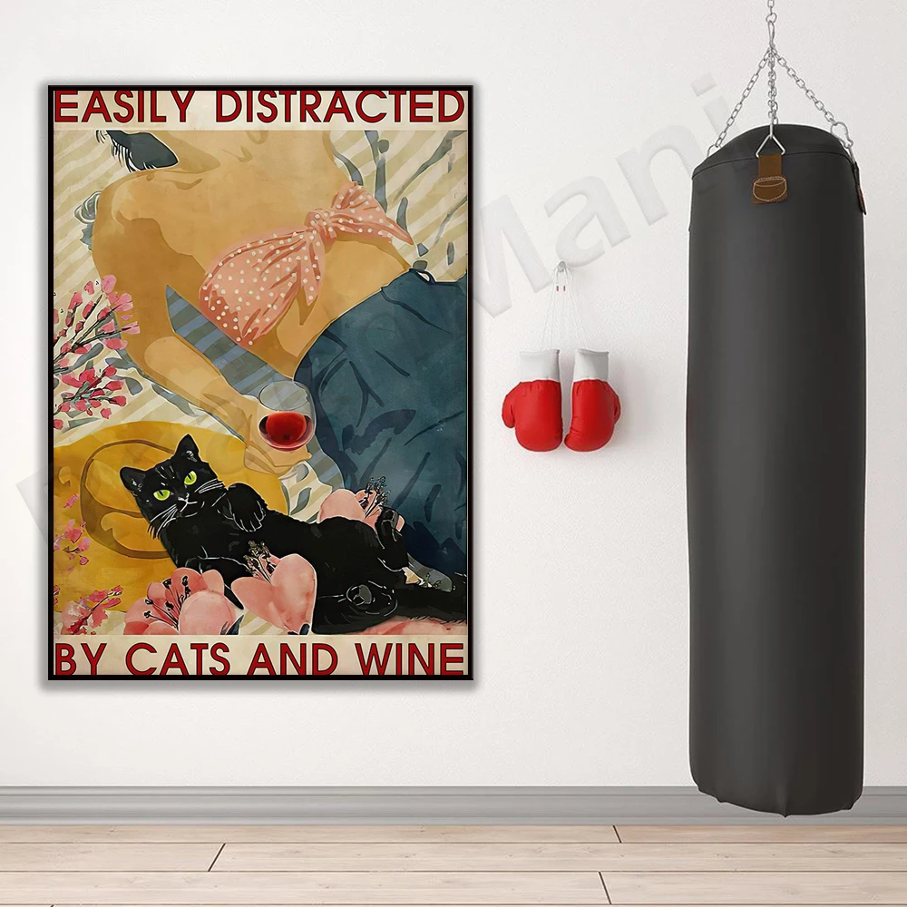 Girl and black cat print, drinking, easily distracted by cats and alcohol print, cat lover poster, cat mom gift
Girl and black cat print, drinking, easily distracted by cats and alcohol print, cat lover poster, cat mom gift