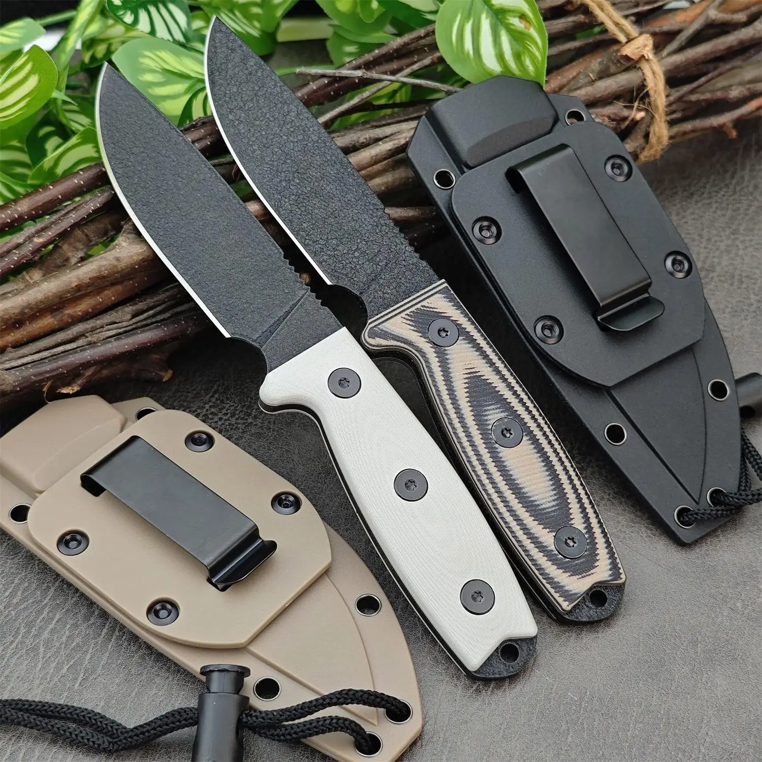 Outdoor Fixed Blade Knife, D2 Steel Non-Slip G10 Handle with Kydex Sheath, EDC Tool for Camping, Bushcrafting and Survival Tasks
Outdoor Fixed Blade Knife, D2 Steel Non-Slip G10 Handle with Kydex Sheath, EDC Tool for Camping, Bushcrafting and Survival Tasks