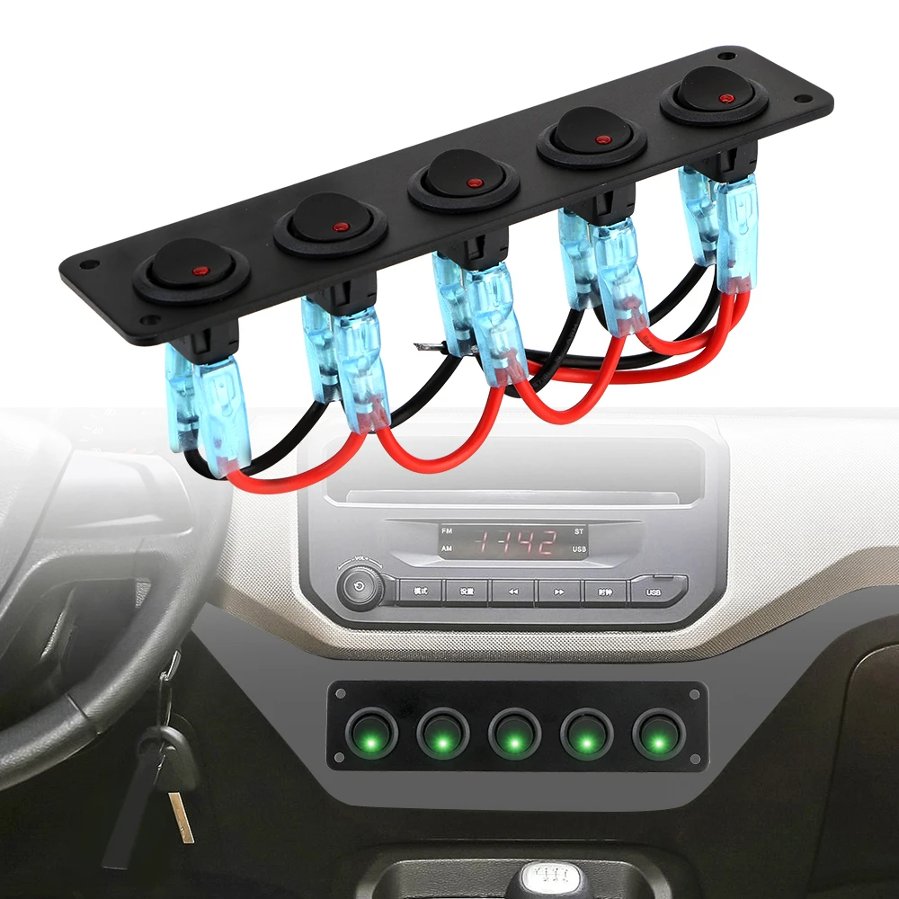 Waterproof Outlet Combination Round Dash Rocker Toggle Switch Panel 5 Gang for RV Boat Yacht MarineCar Marine 12-24V LED
Waterproof Outlet Combination Round Dash Rocker Toggle Switch Panel 5 Gang for RV Boat Yacht MarineCar Marine 12-24V LED