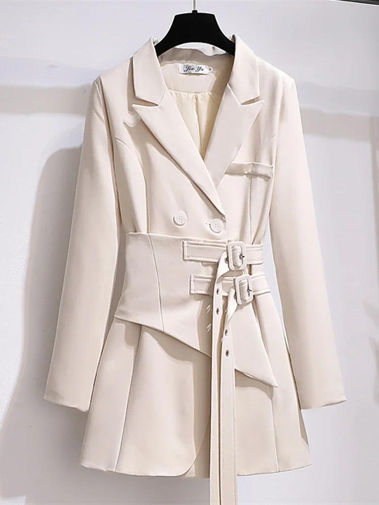 2023 Autumn Office Lady Elegant Lace Up Mini Dress Women Solid Color Long Sleeve Notched Collar Sashes Belt Blazer Vestidos
2023 Autumn Office Lady Elegant Lace Up Mini Dress Women Solid Color Long Sleeve Notched Collar Sashes Belt Blazer Vestidos