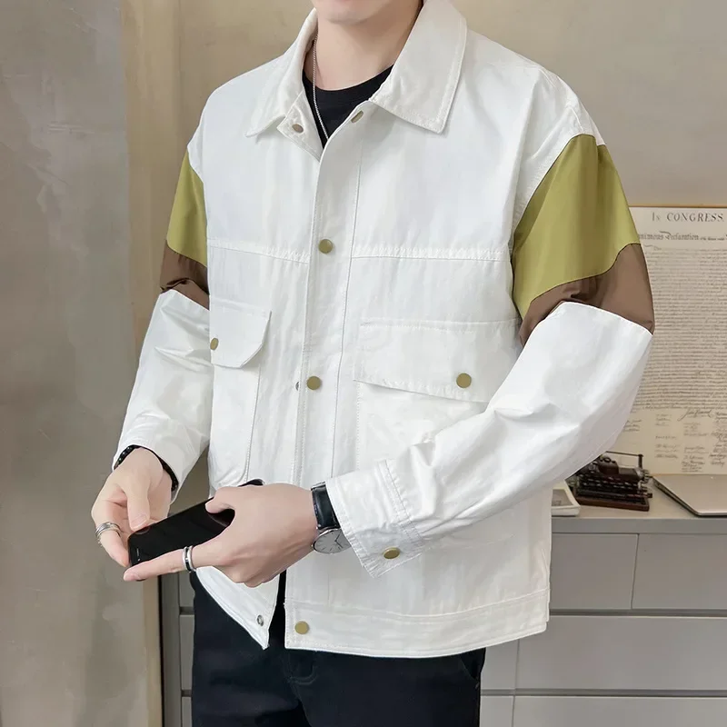 Spring and Autumn Men's Jackets Outerwear Work Clothes Splicing Lapels Japanese Contrasting Colors on Clothes
Spring and Autumn Men's Jackets Outerwear Work Clothes Splicing Lapels Japanese Contrasting Colors on Clothes