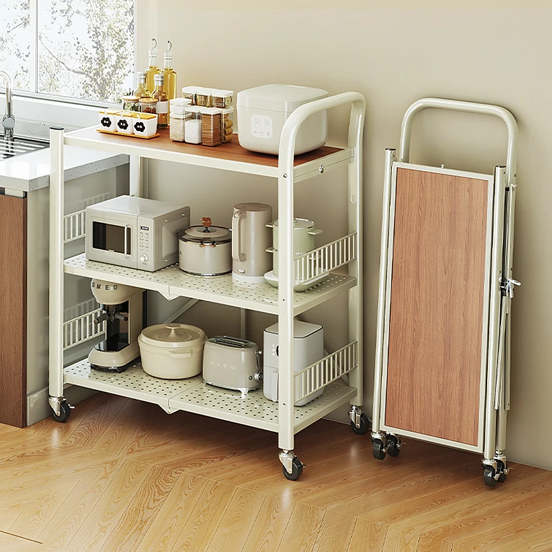 No-Assembly Foldable Rolling Cart - Multi-layer Floor Storage Rack for Kitchen Microwave, Pot & Oven
No-Assembly Foldable Rolling Cart - Multi-layer Floor Storage Rack for Kitchen Microwave, Pot & Oven