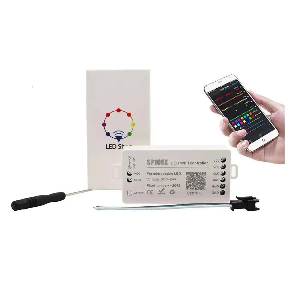 WiFi Controller WS2811 WS2812B SP108E LED Strip UCS2904TM1814 WS2811 LED Module Light Smart APP Wireless Control DC5-24V
WiFi Controller WS2811 WS2812B SP108E LED Strip UCS2904TM1814 WS2811 LED Module Light Smart APP Wireless Control DC5-24V
