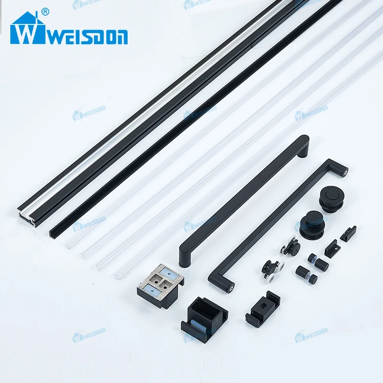 Good Price Matte Black Frameless Sliding Handle Rail System Roller Screw Full Set Shower Door Hardware Without Glass
Good Price Matte Black Frameless Sliding Handle Rail System Roller Screw Full Set Shower Door Hardware Without Glass