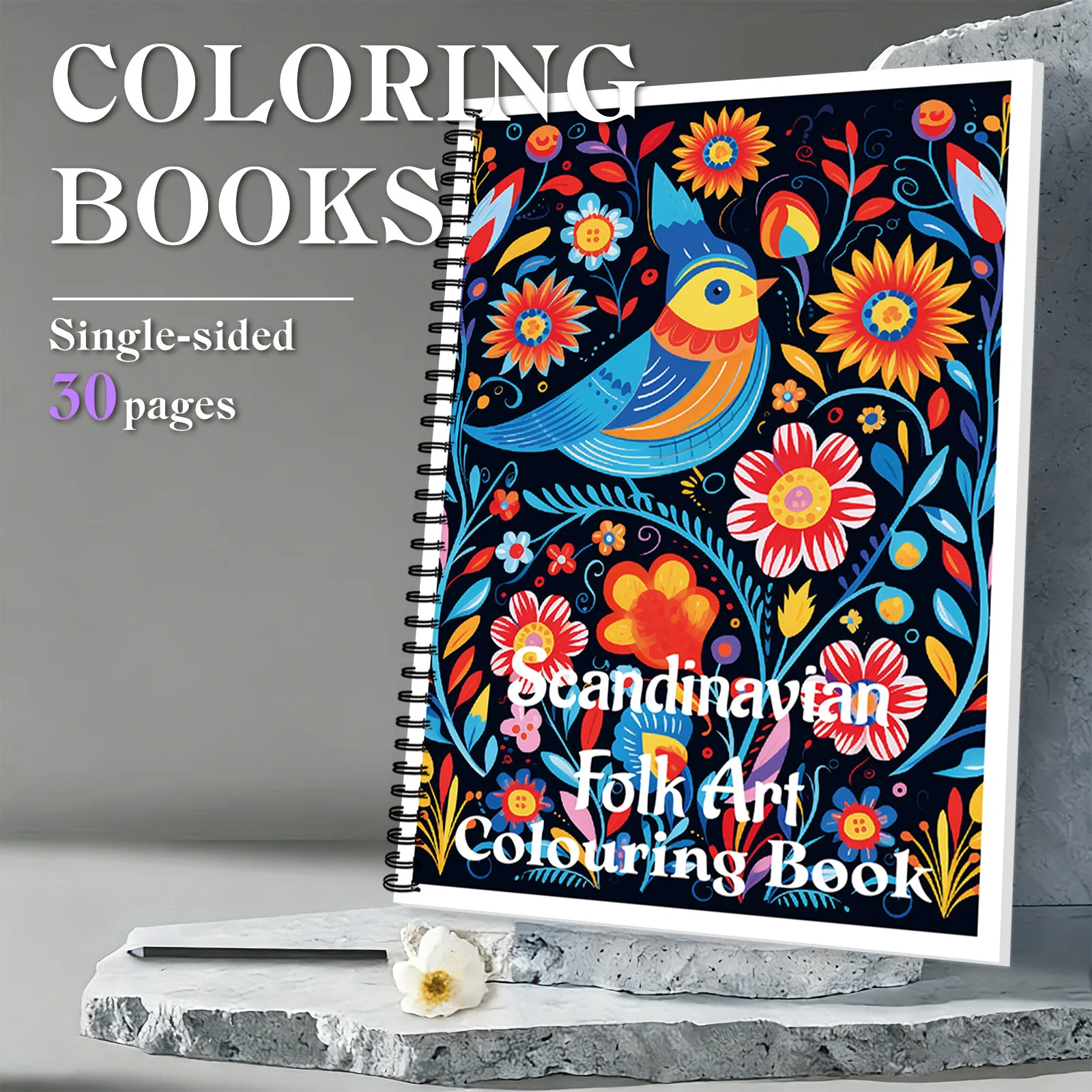 1PC Drawing Books, Bright Scandinavian Folk Art Bird-Themed Spiral Colouring Book, For Lively Creative Coloring Moments
1PC Drawing Books, Bright Scandinavian Folk Art Bird-Themed Spiral Colouring Book, For Lively Creative Coloring Moments