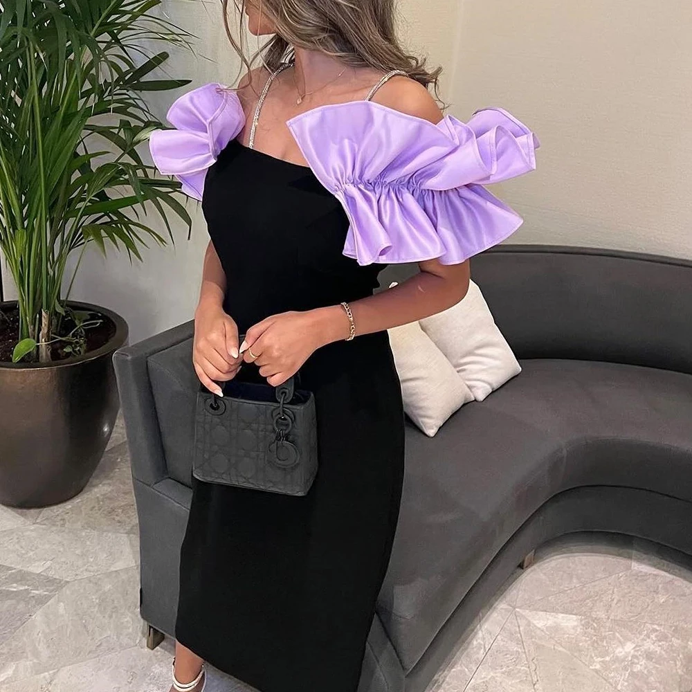 Fashion and Temperament Off the Shoulder Tea Length Evening Dresses Straight Jersey Sleeveless Pleat Special Occasion Gown 2024
Fashion and Temperament Off the Shoulder Tea Length Evening Dresses Straight Jersey Sleeveless Pleat Special Occasion Gown 2024