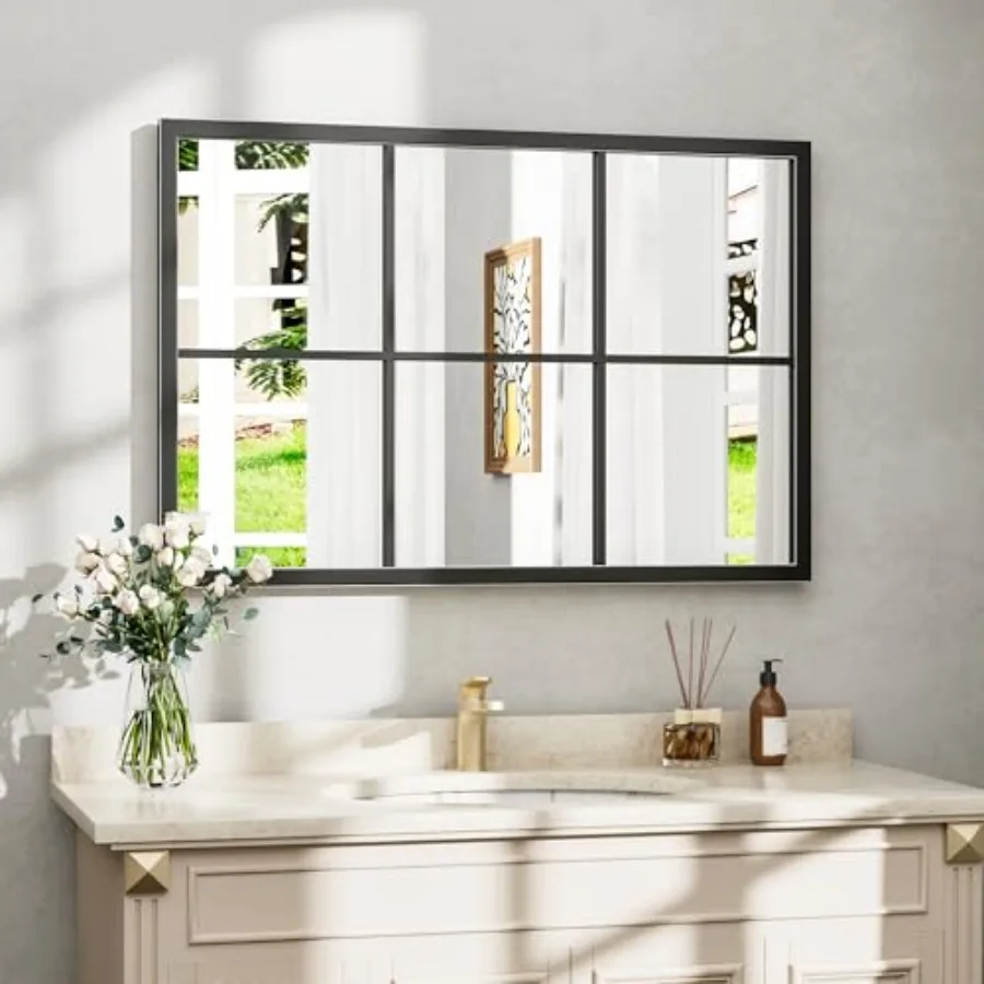 Rectangle Wall Mirror, Window Mirror Wall Mounted, 24"x36"in Window Pane Mirrors, Large Black Mirrors for Hanging or Leaning Ag
Rectangle Wall Mirror, Window Mirror Wall Mounted, 24"x36"in Window Pane Mirrors, Large Black Mirrors for Hanging or Leaning Ag