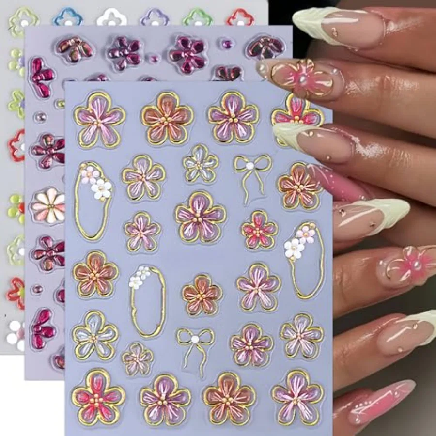 3 Sheets Flower Nail Art Stickers, 5D Embossed Hibiscus Nail Decals Jelly Floral Self Adhesive Relief Purple Nail Design Nail S
3 Sheets Flower Nail Art Stickers, 5D Embossed Hibiscus Nail Decals Jelly Floral Self Adhesive Relief Purple Nail Design Nail S