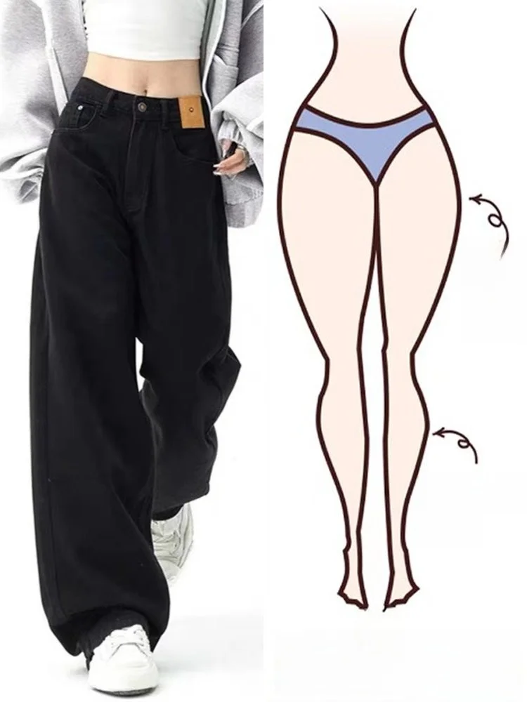 Retro American Bla Straight Leg Jeans Women's plus Size Hiding Hip Wide Leg Pants for Pear aped Body High Waist Denim
Retro American Bla Straight Leg Jeans Women's plus Size Hiding Hip Wide Leg Pants for Pear aped Body High Waist Denim