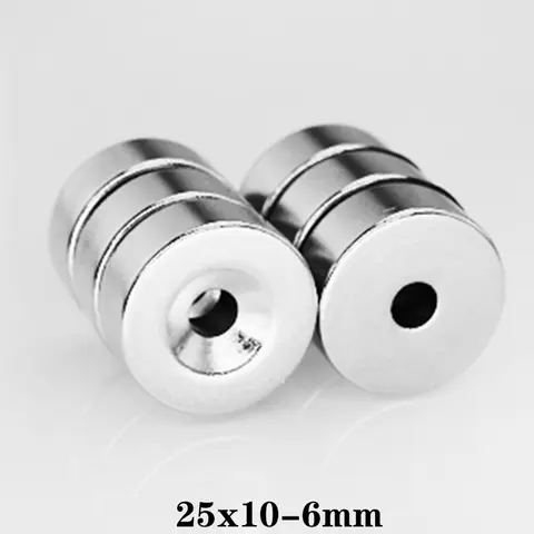 Aimants en néodyme puissants 25x10-6mm, disques magnétiques permanents 25x6-5mm, aimants ronds fraisé 25x8-6mm, 25*5-5, 25*6-5