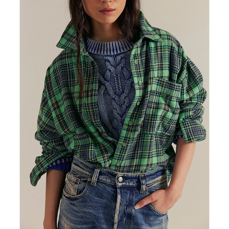 Combhasaki женская Y2k винтажная рубашка в клетку с принтом, повседневная свободная блузка с длинным рукавом и воротником на пуговицах, топ с карманами, уличная одежда
Combhasaki женская Y2k винтажная рубашка в клетку с принтом, повседневная свободная блузка с длинным рукавом и воротником на пуговицах, топ с карманами, уличная одежда