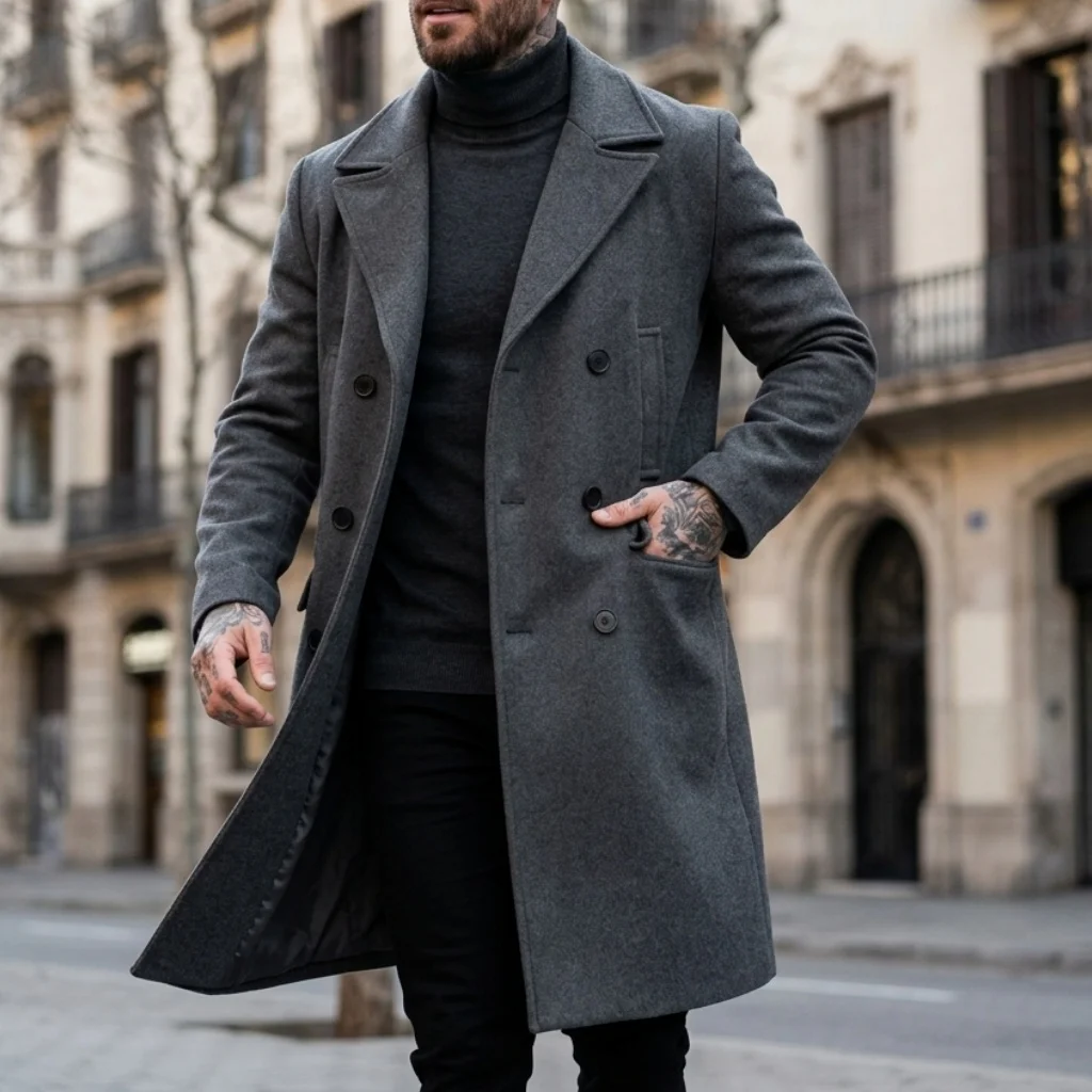 Winter Men's Coat Double Breasted Knee Length Coat Wool Blend Long Jacket Street Men's Warm Trench Coat for Men Business
Winter Men's Coat Double Breasted Knee Length Coat Wool Blend Long Jacket Street Men's Warm Trench Coat for Men Business