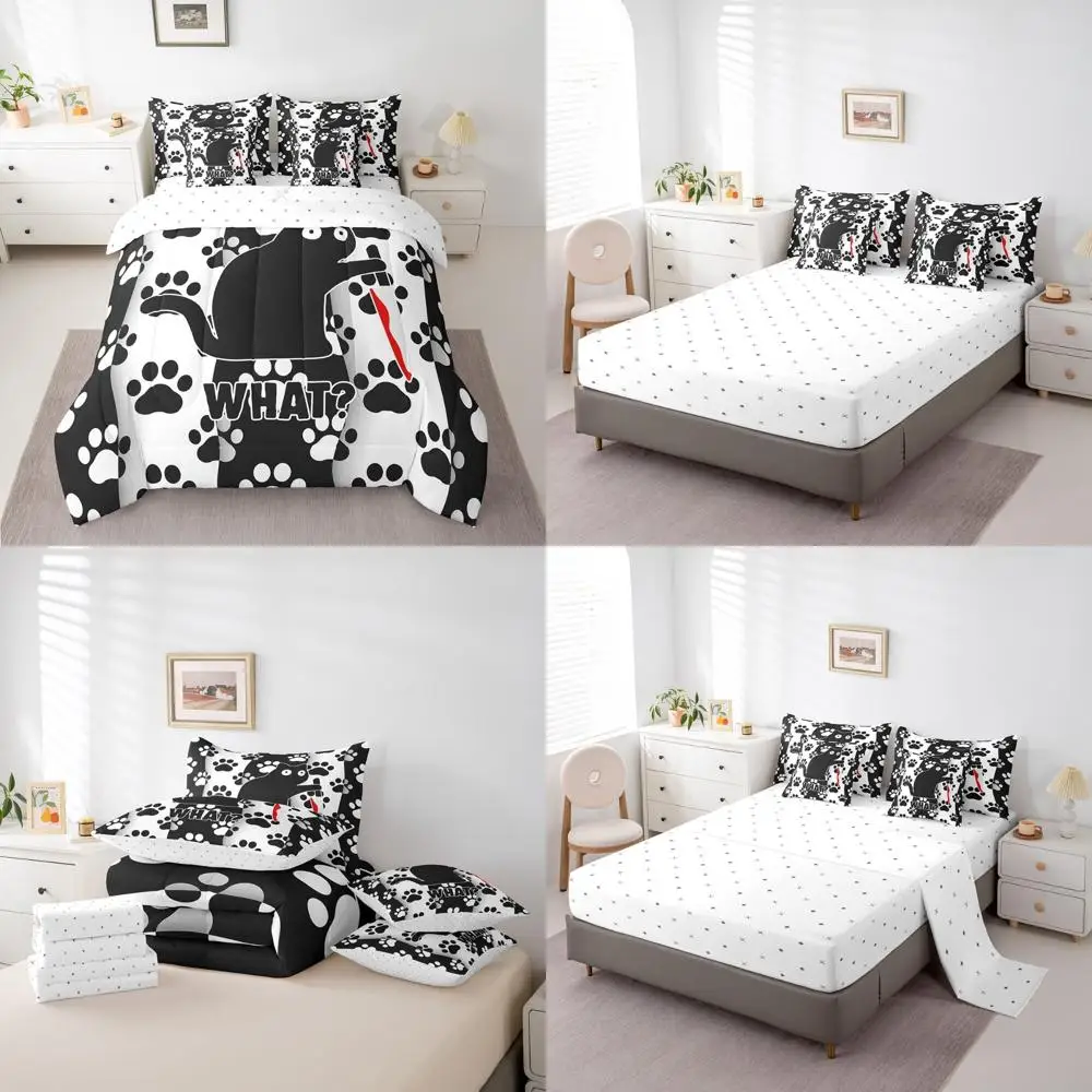 Комплект детского одеяла Twin Black Cat из 7 предметов, очаровательное постельное белье с кошачьей лапой и простынями для мальчиков и девочек, черно-белое постельное белье с котенком
Комплект детского одеяла Twin Black Cat из 7 предметов, очаровательное постельное белье с кошачьей лапой и простынями для мальчиков и девочек, черно-белое постельное белье с котенком