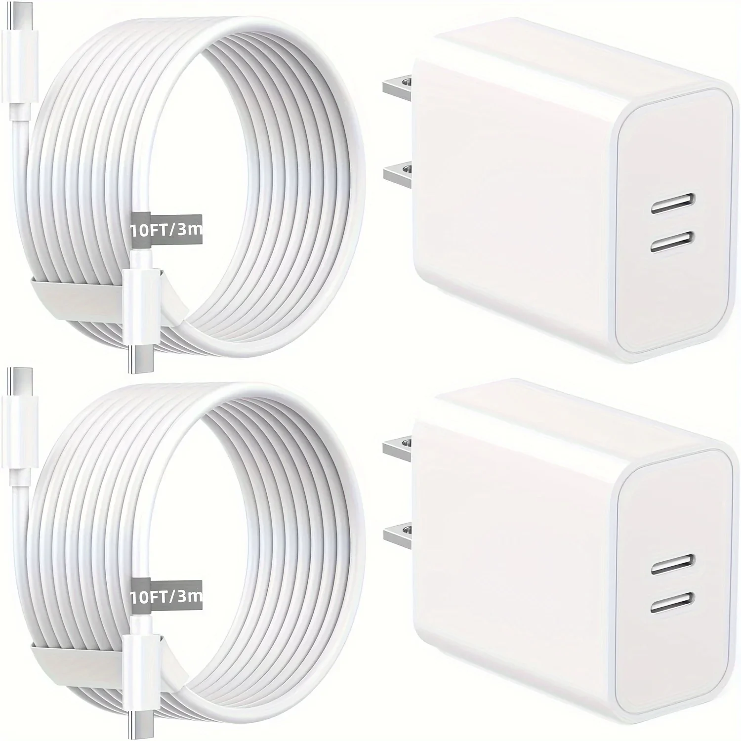 2 Pack 40W Dual Ports USB C Wall Charger Fast Charging For IPhone 15 Pro Max 15 Plus, IPad Pro Air Mini With 2X 10FT USB-C Cable
2 Pack 40W Dual Ports USB C Wall Charger Fast Charging For IPhone 15 Pro Max 15 Plus, IPad Pro Air Mini With 2X 10FT USB-C Cable