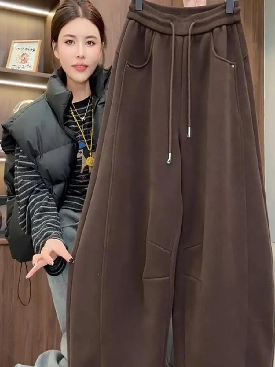 Korean Sle Women's Loose Casual Thiened Wide Leg Pants Dstring Warm Autumn Winter Trousers Commute Sle Pants
Korean Sle Women's Loose Casual Thiened Wide Leg Pants Dstring Warm Autumn Winter Trousers Commute Sle Pants