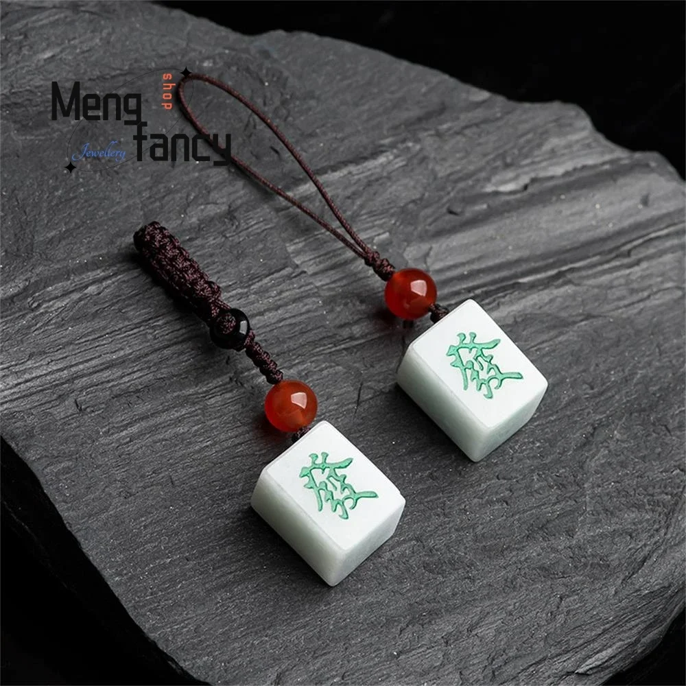 Natural A-goods Jadeite Fortune Cell Phone Pendant Chinese Style Car Keychain Simple Retro Best Selling Mascots Fashion Jewelry
Natural A-goods Jadeite Fortune Cell Phone Pendant Chinese Style Car Keychain Simple Retro Best Selling Mascots Fashion Jewelry
