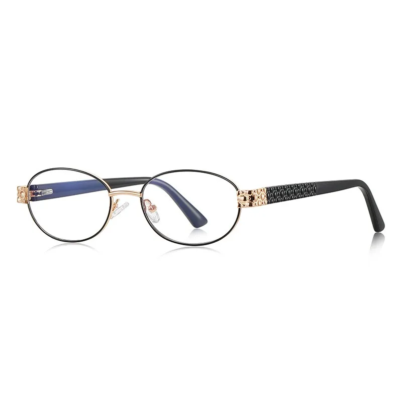 Fashion Alloy Prescription Glasses Woman Oval Optical Eyeglasses for Anti Blue Light Myopia Eyeglasses 0 -50 -75 to -600
Fashion Alloy Prescription Glasses Woman Oval Optical Eyeglasses for Anti Blue Light Myopia Eyeglasses 0 -50 -75 to -600