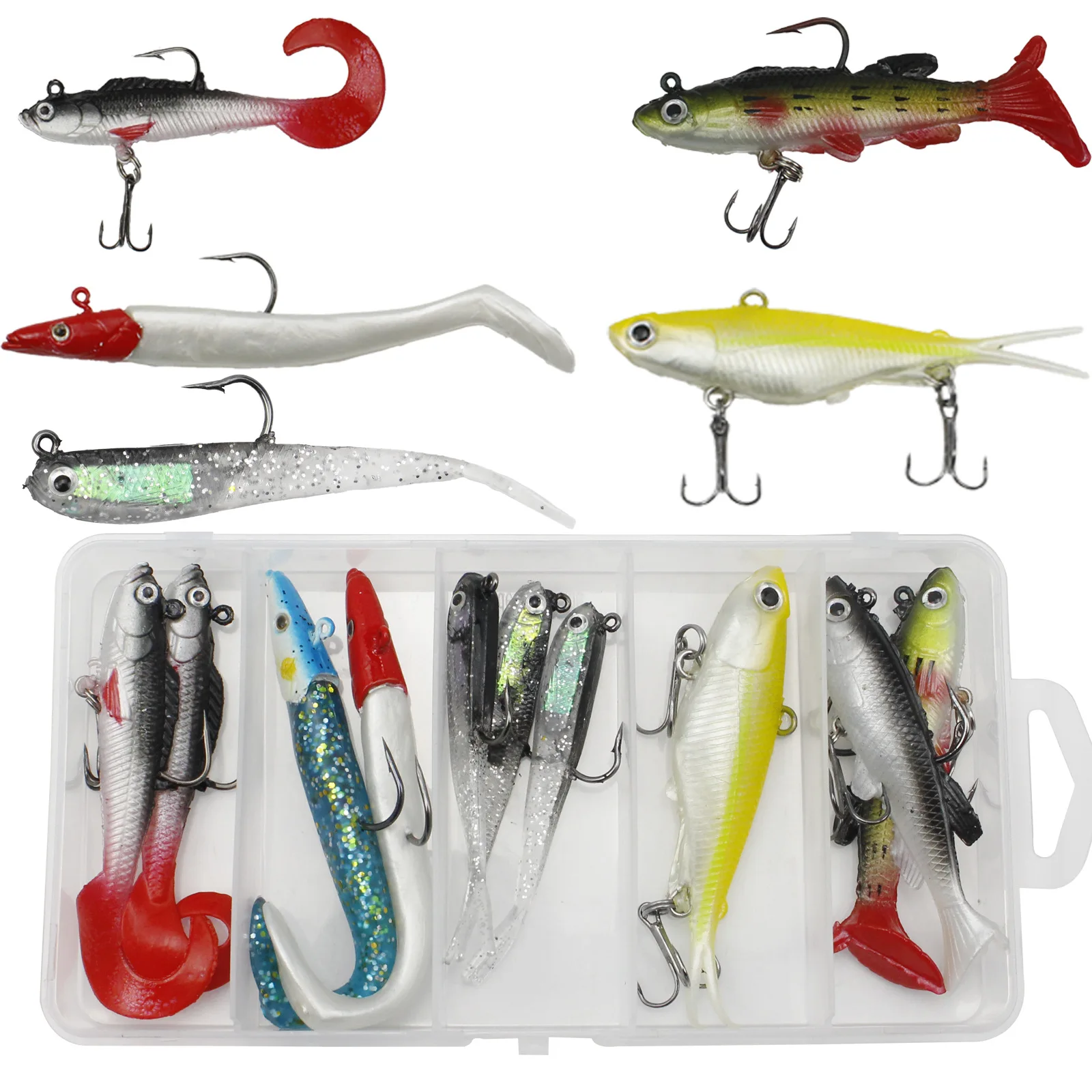Fishing Lure Set - 11 Pcs Lead Fish Kit - T-tail & Curly Tail Soft Baits, Leurre Souple, Silicone Bait & Spinning Lures
Fishing Lure Set - 11 Pcs Lead Fish Kit - T-tail & Curly Tail Soft Baits, Leurre Souple, Silicone Bait & Spinning Lures