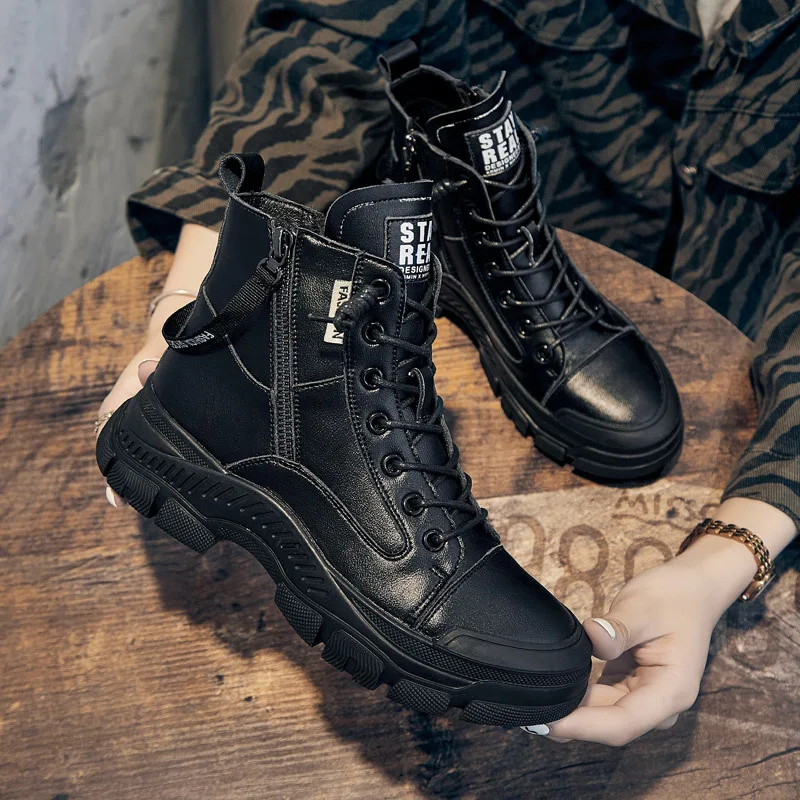 High Quality Women High Top Sneakers 2026 Side Zipper Combat Boots Casual Platform Shoes Lace-up Round Toe Outdoor Ankle Boots
High Quality Women High Top Sneakers 2026 Side Zipper Combat Boots Casual Platform Shoes Lace-up Round Toe Outdoor Ankle Boots