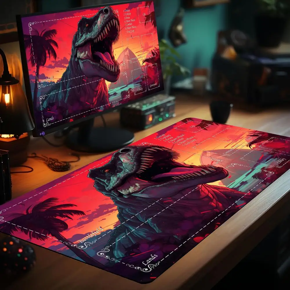Игровой коврик MTG в неоновом стиле с динозаврами, для карточных игр Magic, с прошитыми краями, нескользящий, для настольных игр Magic MTG
Игровой коврик MTG в неоновом стиле с динозаврами, для карточных игр Magic, с прошитыми краями, нескользящий, для настольных игр Magic MTG