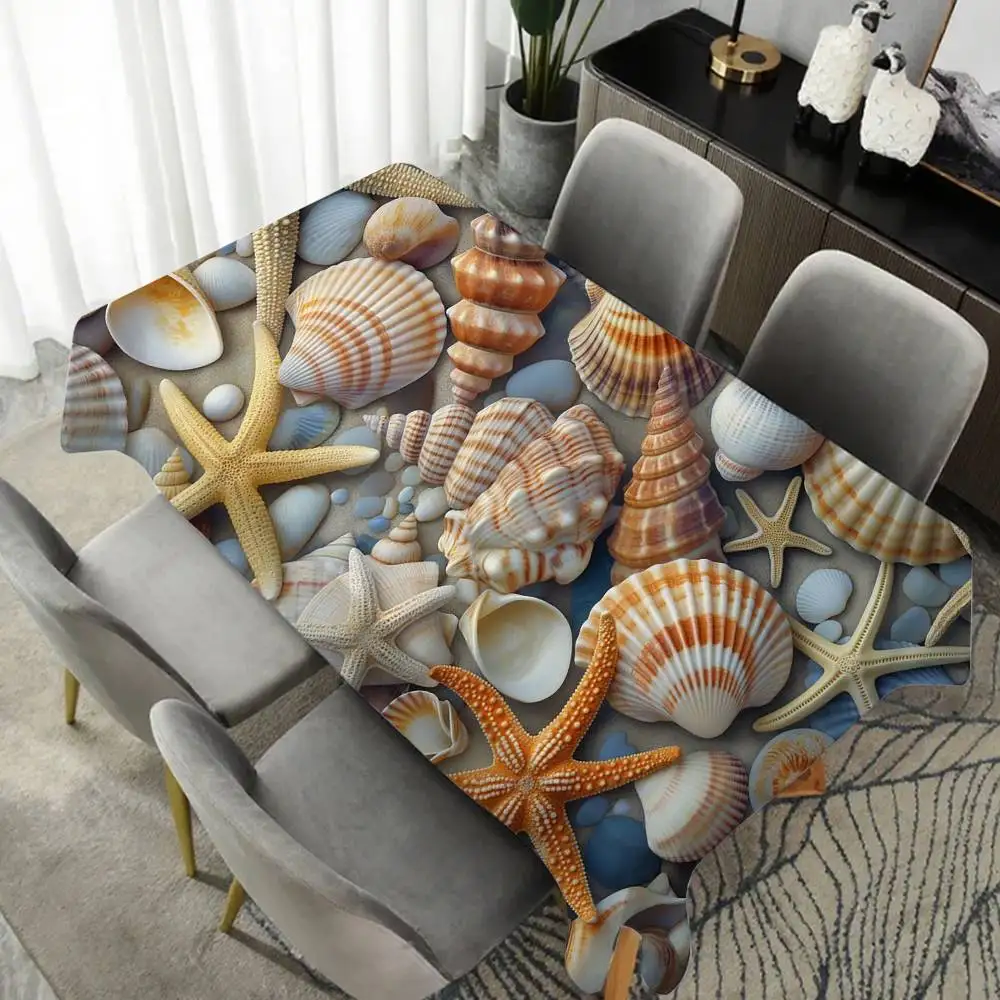 Летняя пляжная скатерть с морской звездой и ракушками, водостойкая маслостойкая домашняя прямоугольная скатерть для праздничного стола, уличный коврик для пикника 
Летняя пляжная скатерть с морской звездой и ракушками, водостойкая маслостойкая домашняя прямоугольная скатерть для праздничного стола, уличный коврик для пикника