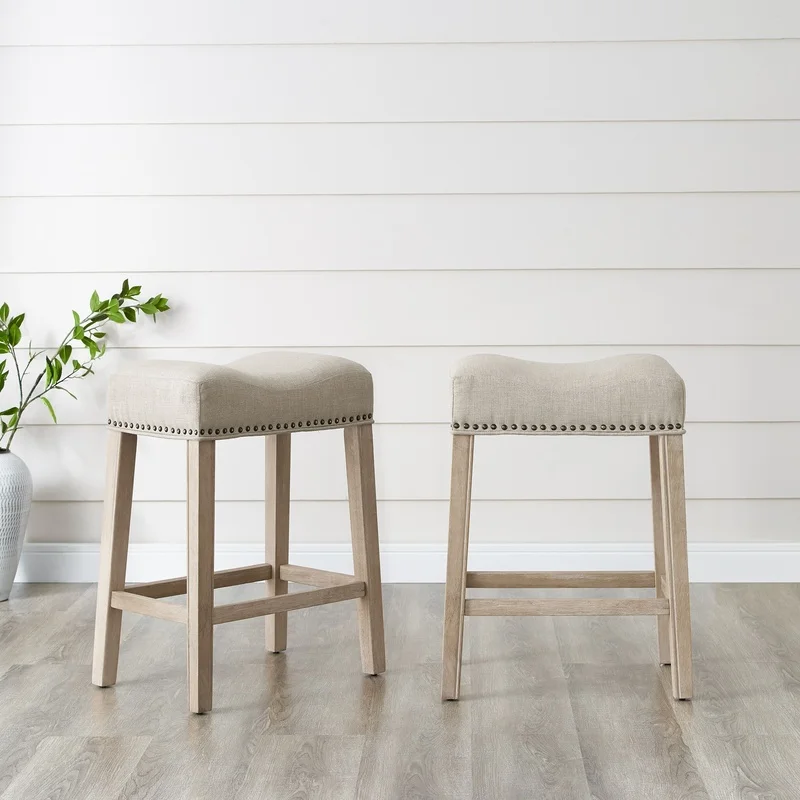 CoCo Tan Upholstered Backless Counter Stools Set of 2, 24" Height
CoCo Tan Upholstered Backless Counter Stools Set of 2, 24" Height