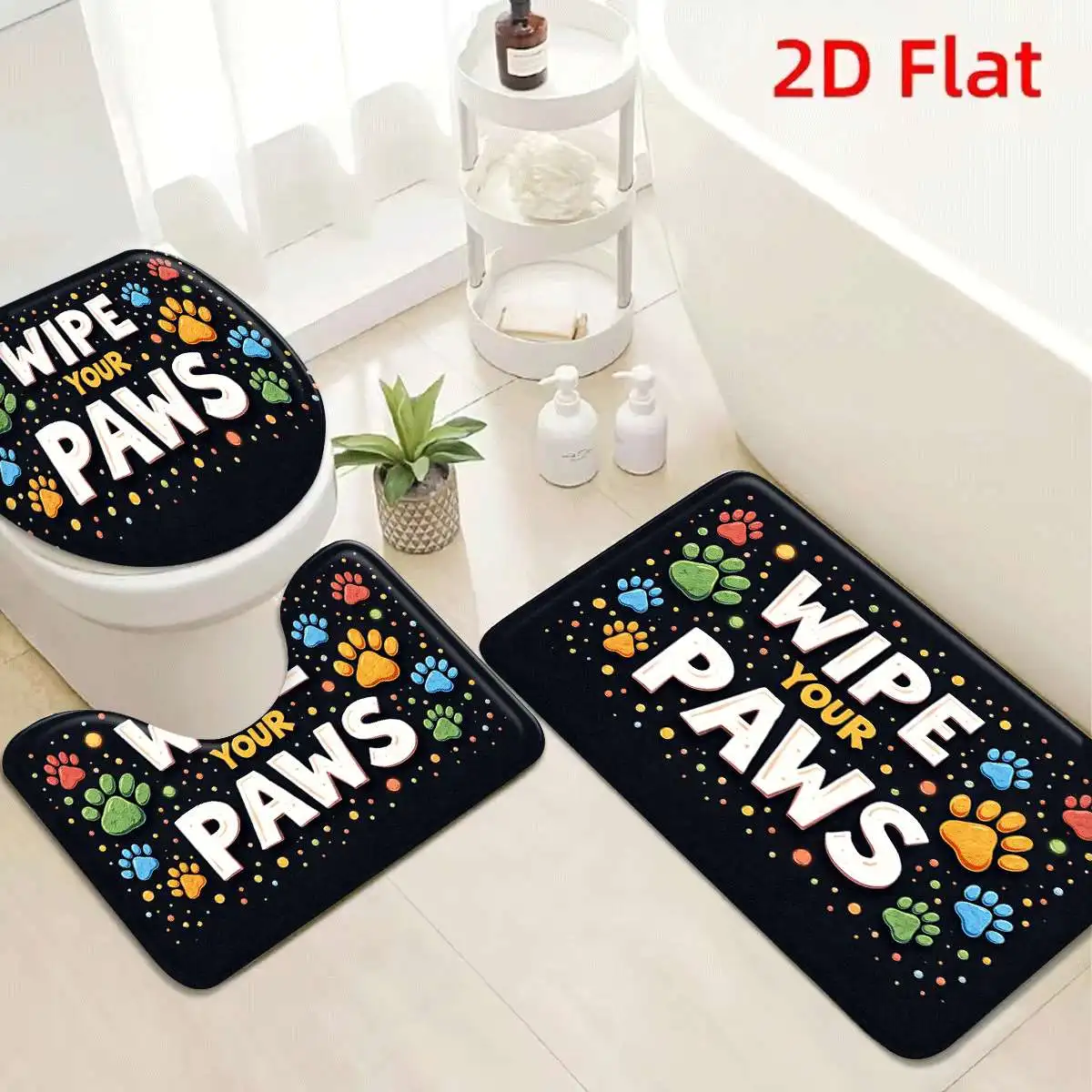 3Pcs Pink Paw Print Bath Mat Non Slip Absorbent Toilet Rug with Lid Cover for Bathroom Washable Flannel White Base
3Pcs Pink Paw Print Bath Mat Non Slip Absorbent Toilet Rug with Lid Cover for Bathroom Washable Flannel White Base