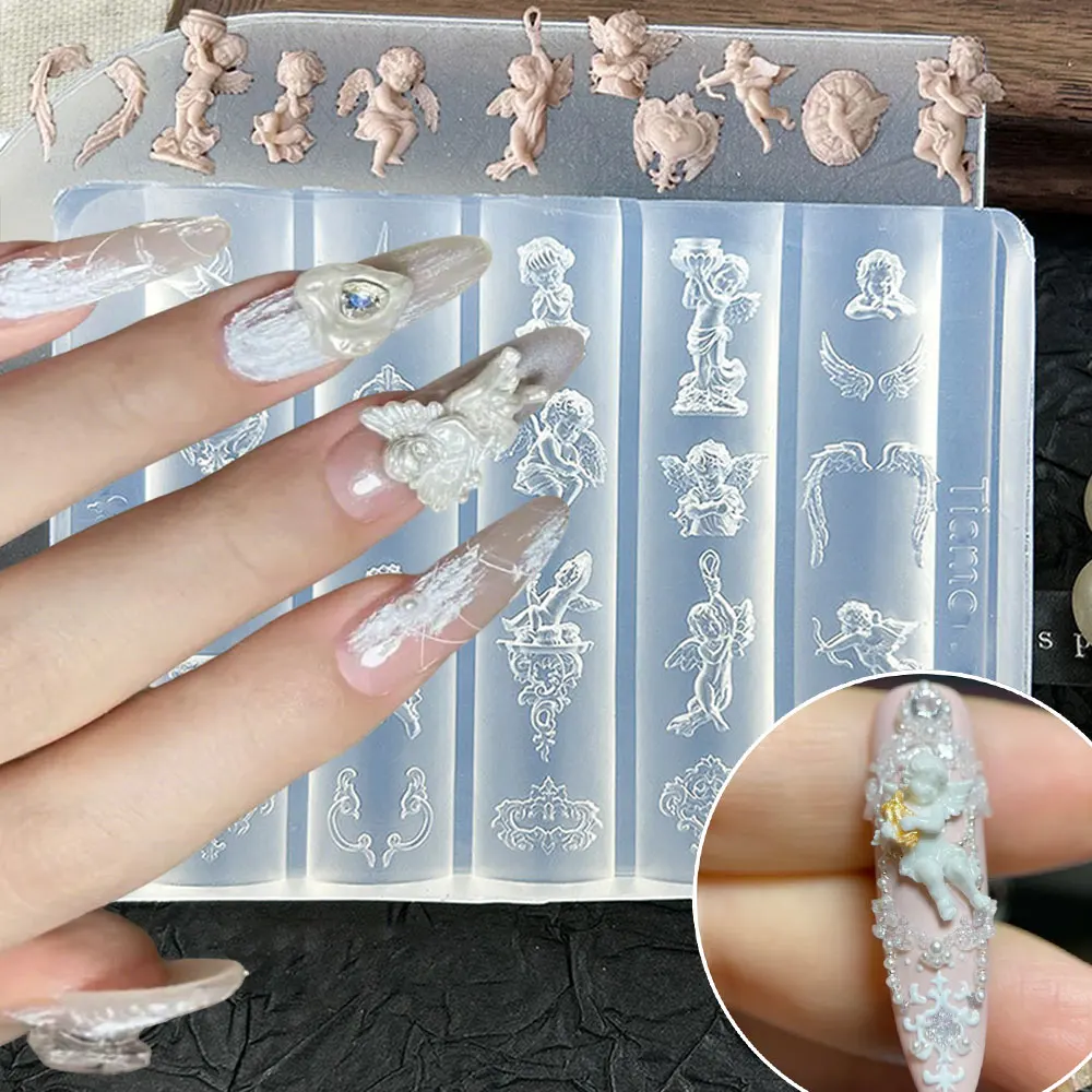 1Pc 3D Transparent Angel Nail Art Silicone Mold Vintage Baroque Cupid Wing Frame Soft Nail Carving Mould Manicure Art Mold Tools
1Pc 3D Transparent Angel Nail Art Silicone Mold Vintage Baroque Cupid Wing Frame Soft Nail Carving Mould Manicure Art Mold Tools