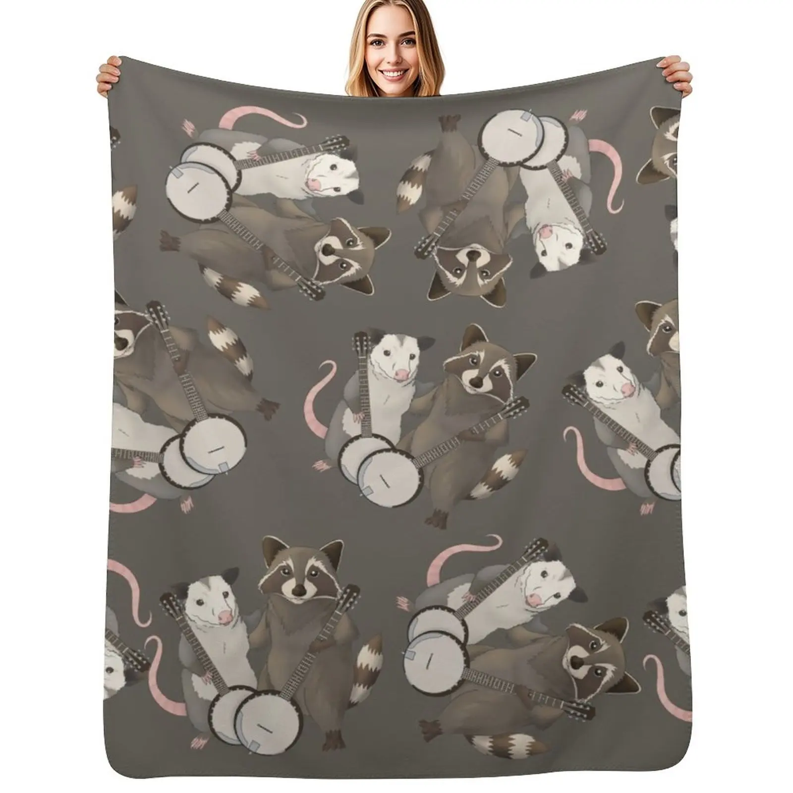 Opossum and Raccoon with banjos Throw Blanket Breathable Lightweight Blanket for Adults Kids
Opossum and Raccoon with banjos Throw Blanket Breathable Lightweight Blanket for Adults Kids