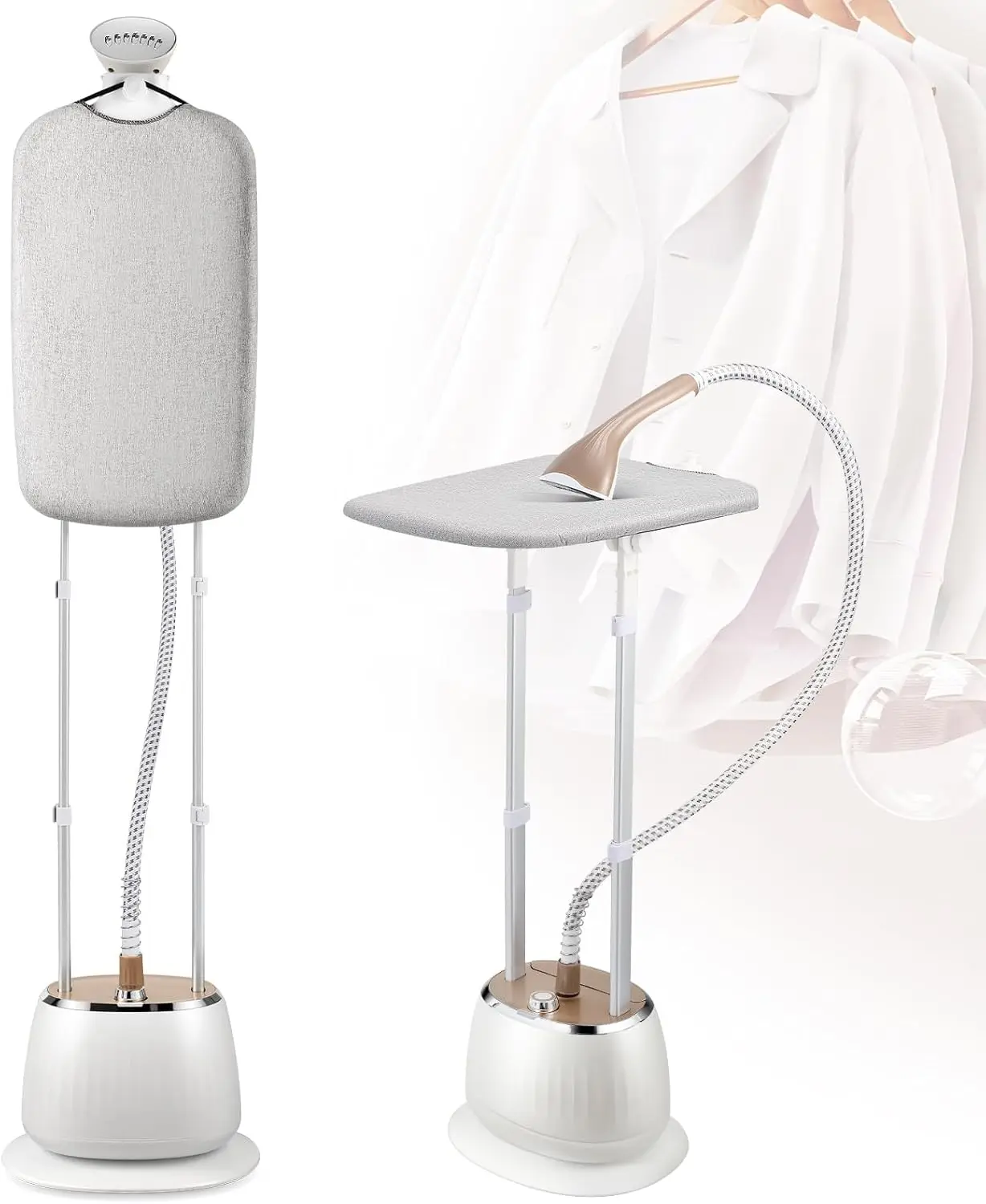 Multi-Function Standing Garment Steamer – 3-in-1 Flat, Hanging & Diagonal Ironing Modes, 10 Adjustable Steam Levels, Comes with Clothes Hanger, Ironing Board, and Protective Gloves
Multi-Function Standing Garment Steamer – 3-in-1 Flat, Hanging & Diagonal Ironing Modes, 10 Adjustable Steam Levels, Comes with Clothes Hanger, Ironing Board, and Protective Gloves