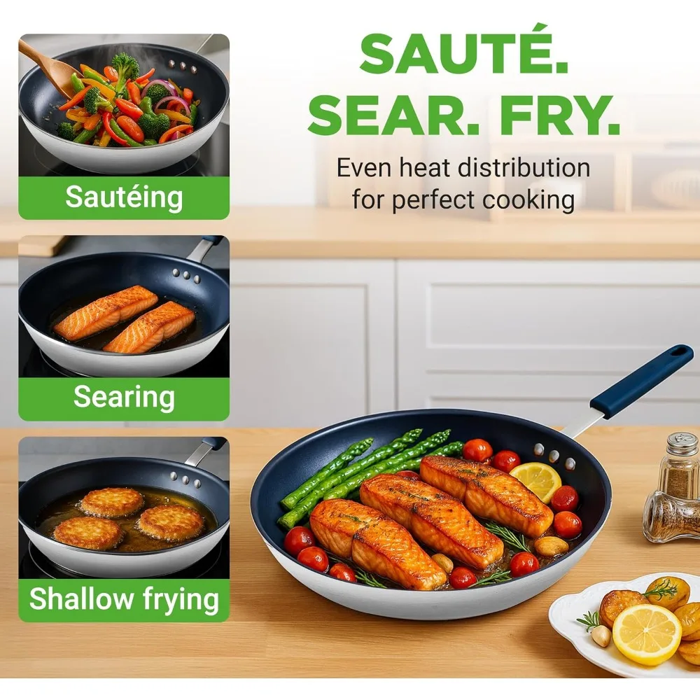 12" Large Nonstick Frying Pan with Ceramic Coating, Silicone Handle - Stain-Resistant & Easy Clean for Home Cooking
12" Large Nonstick Frying Pan with Ceramic Coating, Silicone Handle - Stain-Resistant & Easy Clean for Home Cooking